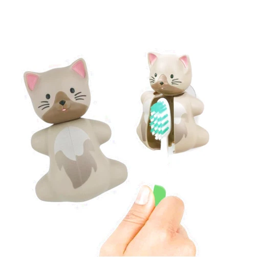 Flipper Fun Animal Cat Toothbrush Cover – Kids Toothbrush Holder with Cover – Toothbrush Holders for Bathrooms - Suction Cup Toothbrush Holder