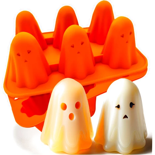 YMMLLP Ghost Silicone Mold 2Pcs Halloween Silicone Molds 3D Ghost Chocolate Candy Molds Halloween Theme Mould Ghost Baking Mold Chocolate Mould for Baking Cake Pudding Fondant Muffin Soap Candle Ice cubes