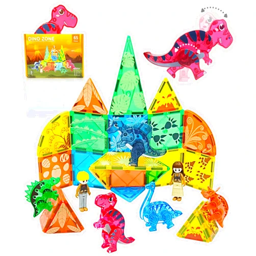 Asago Magnetic Tiles Dinosaurs Magnet Building Blocks Toys for Kids Ages 3-5 4-8 8-12 Creative Animals Educational Stack Tile Construction for Boys Girls Toddlers 5-7 Year Old to STEM Learning