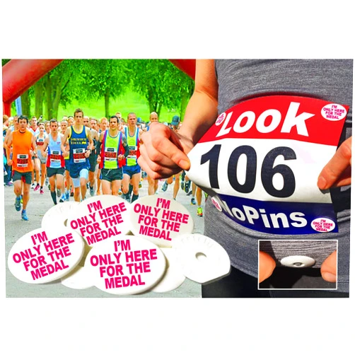 EventClip I’m Only Here for The Medal, Race bib Clips, Running bib Clips, Snap-Lock for Securing Running and Cycling Numbers. Made with Recycled Plastic (Est 2012).