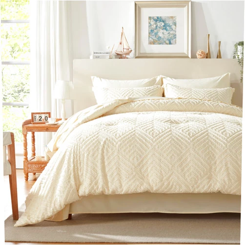 SunStyle Home Beige Queen Comforter Set-7 Pieces Bed in a Bag All Season Bedding Sets with Comforter, Flat Sheet, Fitted Sheet, Pillow Shams and Pillowcases
