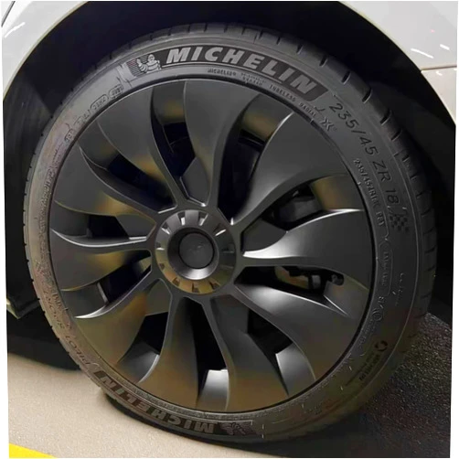 KAVANIC Fits Tesla Model 3 Wheel Cover Hubcap 18 Inch Matte Black Support Logo Symmetry Design (4 PCS) Uberturbine Style for 2017-2023 Model 3 Aero Wheel Cover Replacement