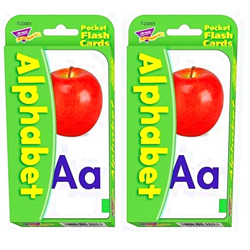 Trend Enterprises: Alphabet Pocket Flash Cards, Great for Skill Building and Home Use, 56 Self-Checking Cards Included, Match Letters to Photos and Words, for Ages 6 and Up (Pack of 2)