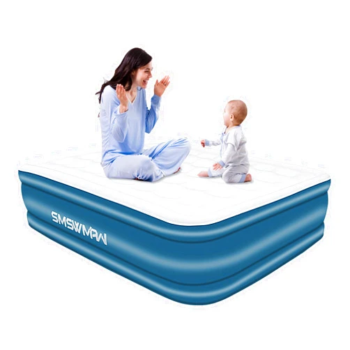 Smswmaw Queen Air Mattress, Air Mattress with Built in Pump, 18