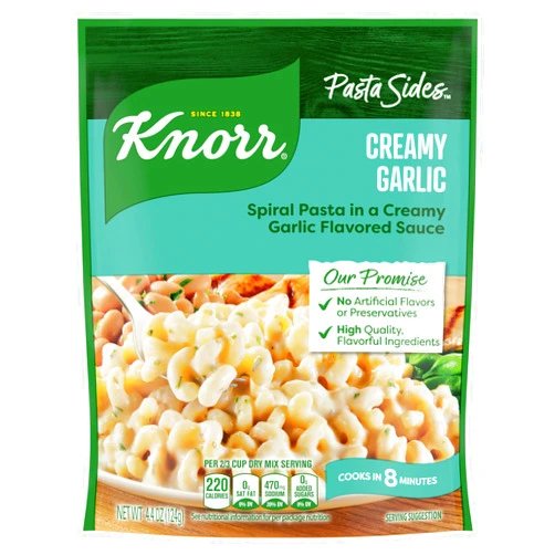 Knorr Pasta Sides Creamy Garlic For Delicious Quick Pasta Side Dishes No Artificial Flavors, No Preservatives 4.4 oz