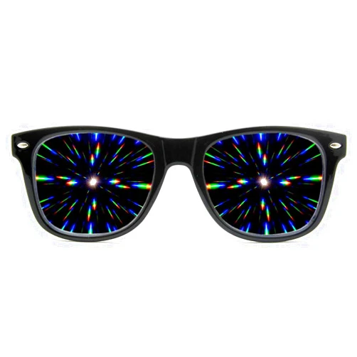 GloFX Ultimate Diffraction Glasses - Black - 3D Prism Effect EDM Rainbow,Black,