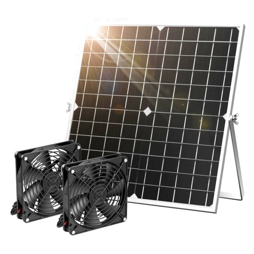 VIVOSUN 20W Solar Fan Kit, 20W Solar Panel with Two Waterproof Fans, Solar Powered Fan with 16.4ft On/Off Switch Cable for Outside Chicken Coops, Greenhouses, Sheds