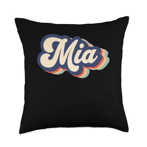 Retro Personalized Womens Gifts For Mia Womens Retro Vintage Mia Name Personalized Throw Pillow, 18x18, Multicolor
