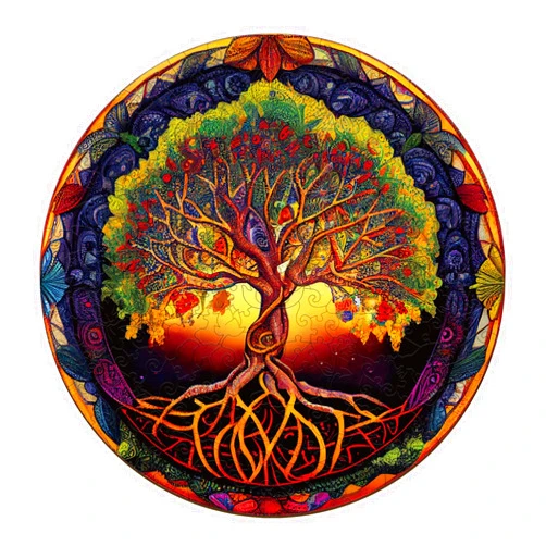 Aeekdook Wooden Puzzles for Adults, Tree of Life Wooden Jigsaw Puzzles for Adults, Wood Puzzles Adult, Unique Shape Wood Cut Puzzles, Birthday Gifts for Family Friend (M-11.4 * 11.4in-190 pcs)