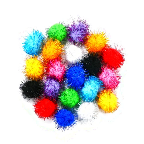 Teqooza 1.8'' Assorted Colors Sparkle Balls, 4.5cm Diameter Tinsel Pom Poms Puff Balls Glitter Colorful Pompoms for Cat Kittens Toys DIY Christmas, 20 Pcs