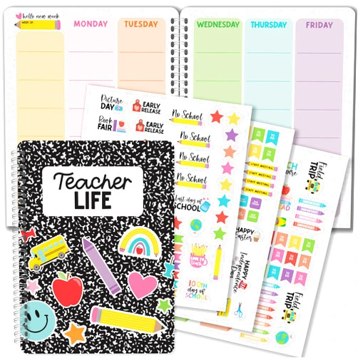 Hadley Designs Colorful Undated Teacher Planner 2024-2025 - Homeschool Planner, Teacher Lesson Planner 2024-2025, Teacher Lesson Plan Book, Lesson Planner Book for Teacher, Teacher Planner Undated, Teacher Plan Book