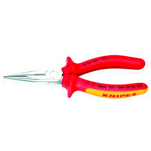 KNIPEX - 25 06 160 Tools - Long Nose Pliers With Cutter, Chrome, 1000V Insulated (2506160)