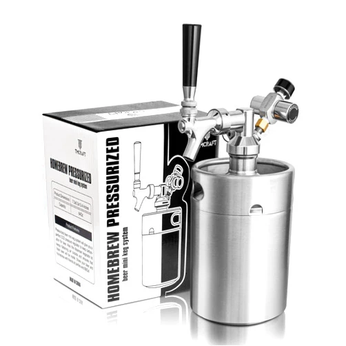 TMCRAFT 64oz Pressurized Mini Keg Growler, Portable Stainless Steel Home Keg Kit System with Updated Co2 Regulator Keeps Fresh and Carbonation for Homebrew, Craft and Draft Beer