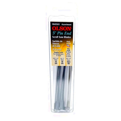 Olson Scroll Saw Blade Assortment Pin End, Skip Tooth 5