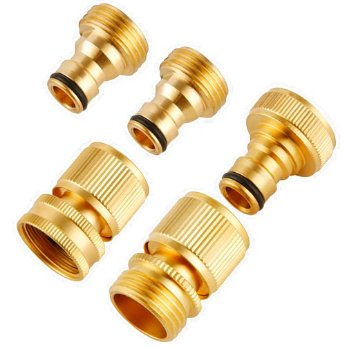 BILAL Quick Connect Hose Fittings, Garden Hose Quick Connect Kit, Solid Brass Standard 3/4 Inch GHT Thread Fitting No-Leak Water Hose Female and Male Adapter (5 pc Connect Set)
