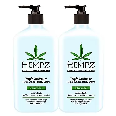 Hempz 2 BOTTLES OF Hempz Herbal Moisturizer Triple Moisture 17 oz NEW 2014