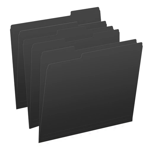 Ecom Folders Black File Folders, 1/3 Cut Top Tab, Letter Size, Perfect for Organizing Documents in File Drawers, Box of 100