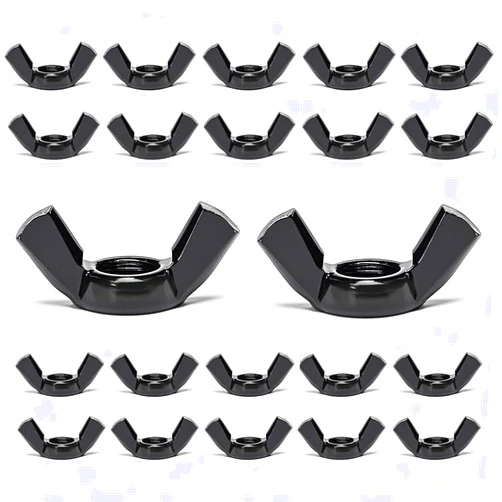 QXSKSLH 20 PCS 3/8-16 Wingnuts, Carbon Steel Wing Nuts Black Zinc Plated Fasteners Parts Butterfly Nut (Black, 3/8-16)