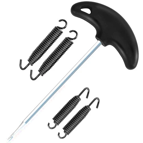 HAOWUJIN Motorcycle Spring Puller Tool, Motorcycle Exhaust Spring Puller Tool Brake Removal Hook, 4 Exhaust Muffler Springs, 1 T-Shaped Handle Puller, Springs 67mm 75mm Trampoline Spring Tool