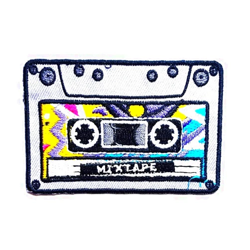 M I GENIUS CARTOON CHILD PATCHES Cassette Tape Mix Tape Music Colorful Cartoon Children Kid Patch Clothes Bag T-Shirt Jeans Biker Badge Applique Iron on/Sew On Patch