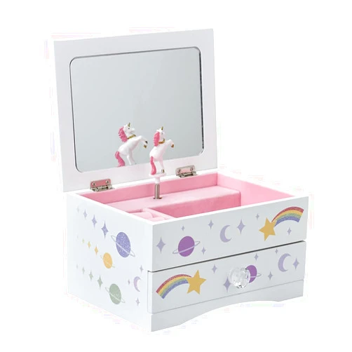 Art Lins Aliz Unicorn Music Jewelry Box for Girls - Wooden Box with Glittery Unicorn Design - Charming Room Décor and Childhood Memories Keepsake Box for Girls and Teens (Purple Unicorn)