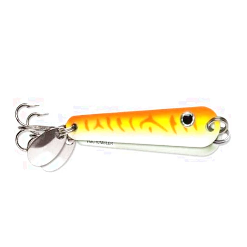 Steel-charms VMC Tumbler Spoon 1'' 1/12 oz TMS112-GOFU Glow Orange Fire UV Ice Fishing Lure
