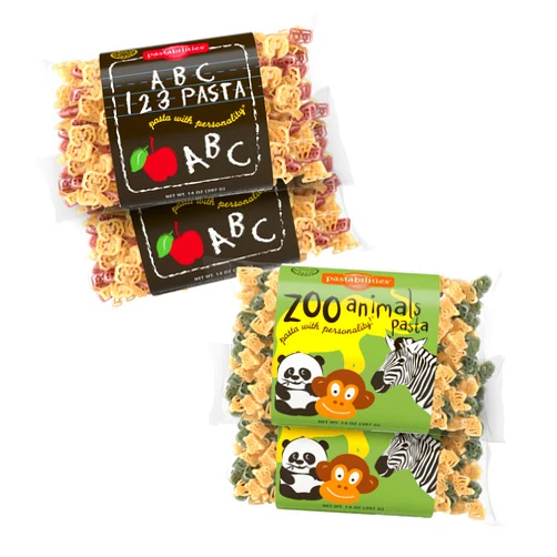 Pastabilities 4 Pack: 2 ABC 123 Pasta & 2 Zoo Pasta