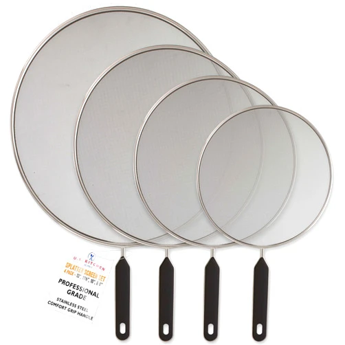 U.S. Kitchen Supply 4-Piece Stainless Steel Splatter Guard Set (13