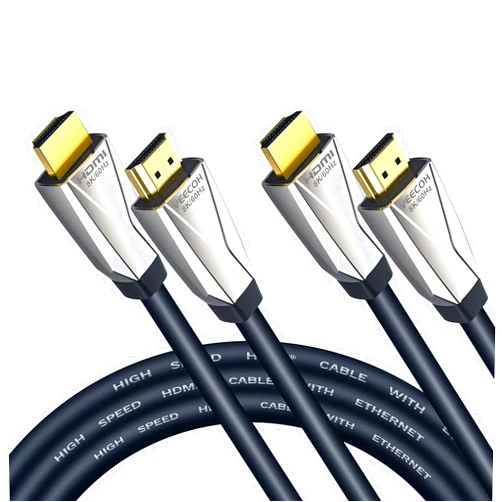 VEECOH 8K HDMI Cables 6.6FT/2M 2-PACK 2.1,HDR 48Gbps 8K@60Hz 4K@120Hz,hdmi cord,eARC,ARC,CEC,HDCP 2.2,Compatible with PS5 PS4/Xbox One/HDTV/Blu-ray
