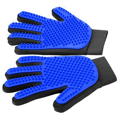 Generic Upgrade Pet Grooming Gloves Cat Brushes for Gentle Shedding - Efficient Pets Hair Remover Mittens - Dog Washing Gloves for Long and Short Hair Dogs & Cats & Horses - 1 Pair (Blue)