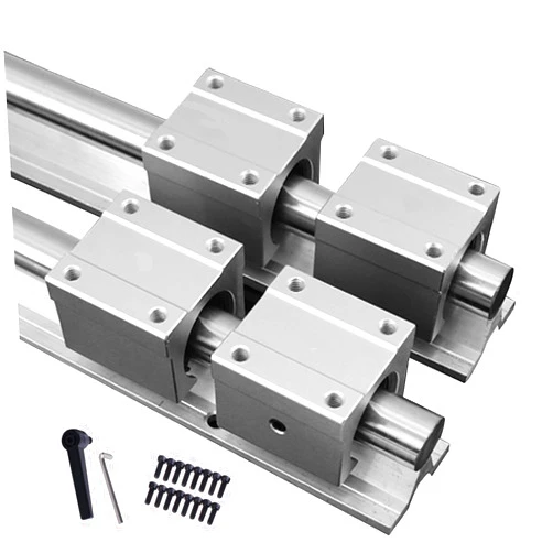 GUWANJI 20mm Linear Rail 2Pcs SBR20-300mm + 4Pcs SBR20UU Square Type Bearings Block, Linear Rail Guide Length 11.8 inch/300mm for CNC and Automated Machine