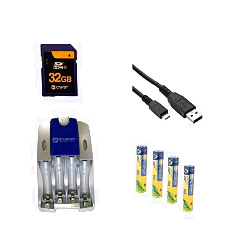 Synergy Digital Accessory Kit Compatible with Synergy Digital, Works with Polaroid Is048 Digital Camera Includes: SB202 Battery, SB257N Charger, USBM USB Cable, SY-SD32GB Memory Card