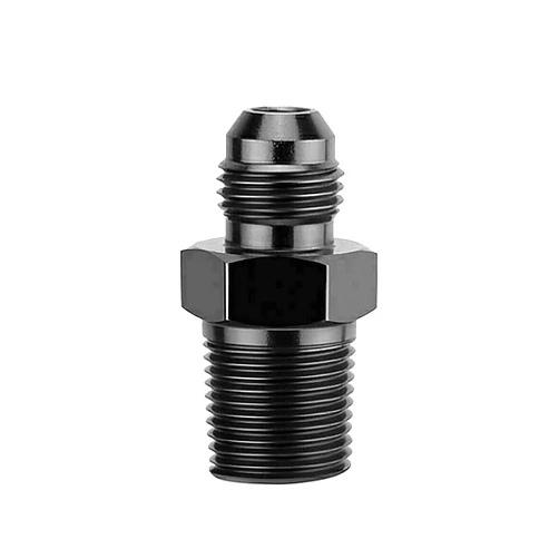 BLACKHORSE-RACING 6AN to 3/8 NPT Male Hose Fitting Adapter, Aluminum Flare Male 6AN to 3/8 '' NPT Union Fuel Oil Line Pipe Connector Black Anodized