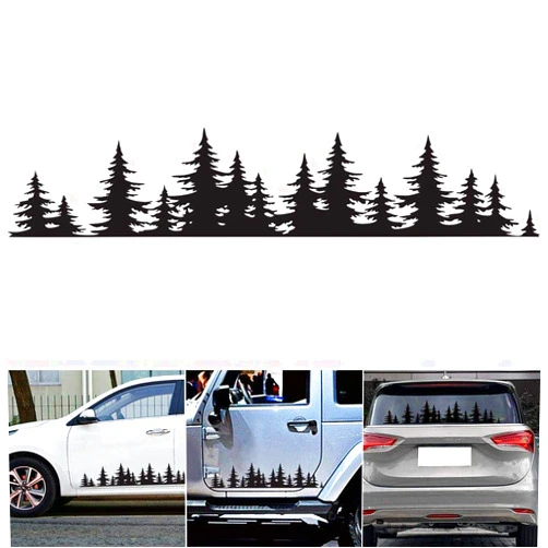 FADZECO 1PC Graphic Car Body Stickers Unique Pine Tree Forest Sports Bumper Sticker Car Body Decals Universal Side Skirt Automobiles Door Decorations 1-2 Days delivery