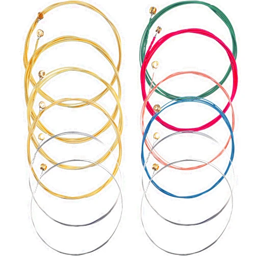 Bememo 2 Sets of 6 Guitar Strings Replacement Steel String for Acoustic Guitar (Yellow and Multicolor)