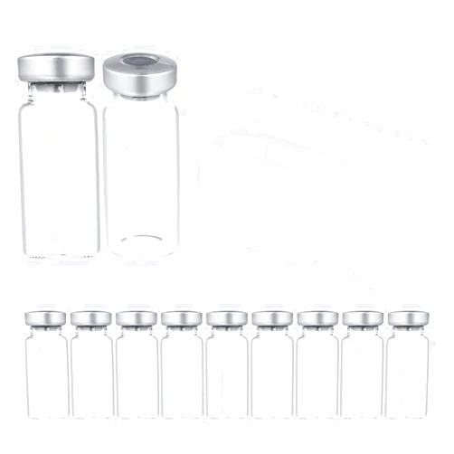 Otwooi 10ml Glass Vials for Injection, with Self Healing Injection Port, Transparent Sealed, Empty Vials for Injection(10pcs, 10ml)