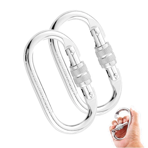 Hopeseily Heavy Duty Climbing Carabiner, Rated 25kN(5620lbs), Screw Locking Carabiner Clip, Oval Shape Carabiner for Rappelling, Hammocks, Aerial Work, Rigging, Rescue, Arborist