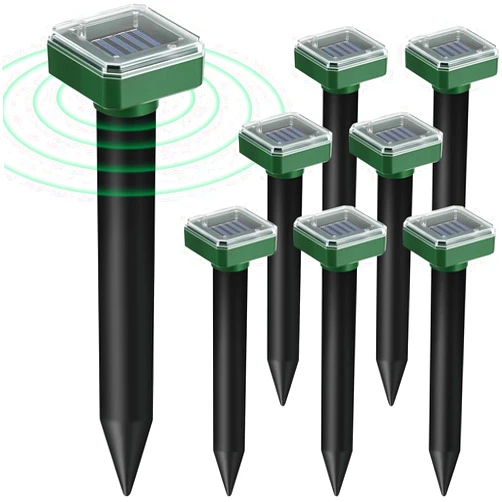 AECITY 8pk Upgrade Mole Repellent for lawns Gopher Repellent Ultrasonic Solar Powered Snake Repellent Deterrent Mole Repeller Vole Repellent Outdoor Lawns Garden Yard All Pests Sonic Spikes Stakes Chaser 8pk