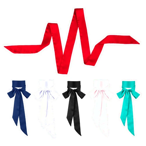 Seribt 6 Pcs Women Long Neckerchief Skinny Scarf Necktie Satin Neck Scarf Choker Sash Belts Solid Color for 50's Costume Accessory