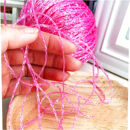 CLISIL 100gram DIY Sparkle Hot Pink Lurex Thread Shining Yarn Glitter Sparkle Yarn Metal Yarn DIY Fancy Sparkle Yarn Crochet Knitting Sweater Scarf Bag Yarn Accessory Yarn
