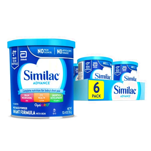 Similac Advance Infant Formula with Iron, Baby Formula Powder, 12.4-oz Tub (Pack of 6)