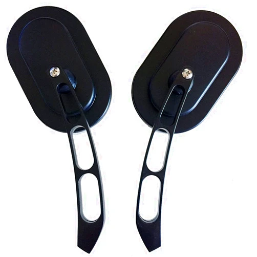 MotorToGo 1Pair Black Magnum Oval Head Teardrop Stem Motorcycle Mirrors Compatible for Victory Cross Country 8 Ball