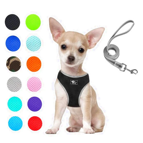 Dociote Puppy Harness and Leash Set - Dog Vest Harness for Small Dogs Medium Dogs- Adjustable Reflective Step in Harness for Dogs - Soft Mesh Comfort Fit No Pull No Choke (S, Black)