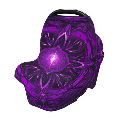 WELLDAY Baby Car Seat Covers Purple Mandala Stretchy Breastfeeding Scarf Breathable Infant Carseat Canopy Nursing Covers Multi Use for Stroller High Chair Shopping Cart Boys and Girls