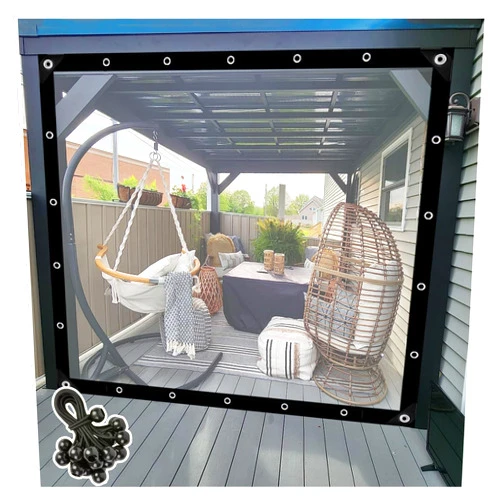 HSYFdy Outdoor Clear Vinyl Patio Enclosure for Pergola, Balcony, Porch, Gazebos, Waterproof Pergola Side Panels, Heavy Duty Greenhouse Cover (Color : Clear, Size : 5x8ft/1.5x2.5m)