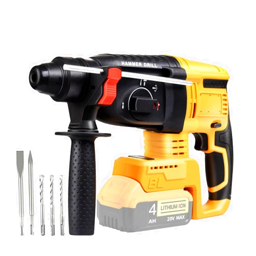 Funnywhale SDS-Plus Cordless Rotary Hammer Drill Compatible with Dewalt 20V Battery(NO Battery) Brushless Motor, Safety Clutch, 4 Functions with 5 Drills and Carrying Case for Concrete/Masonry/Wood/Metal