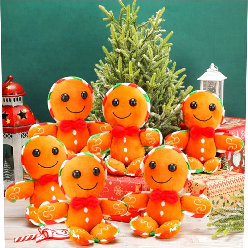 Poen 6 Pcs Christmas Gingerbread Stuffed Man Plush Gingerbread Doll Cute Gingerbread Boy Christmas Gingerbread Plush Stuffed Toys Bulk for Kids Adults Gift Home Sofa Pillow Holiday Party Favors