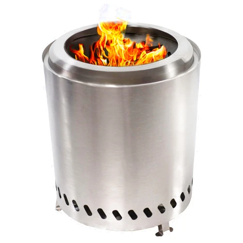Sunnydaze Tabletop Smokeless Fire Pit with Foldable Legs, Storage Bag, and Poker - Pellet or Wood Burning - 9.75-Inch H - Silver