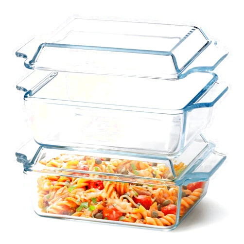 NUTRIUPS Set of 2 Glass Casserole Dish With Glass Lid, Rectangular 5.7in x 7in Glass Baking Dish Oven Safe, Mini Casserole Dish with Lid