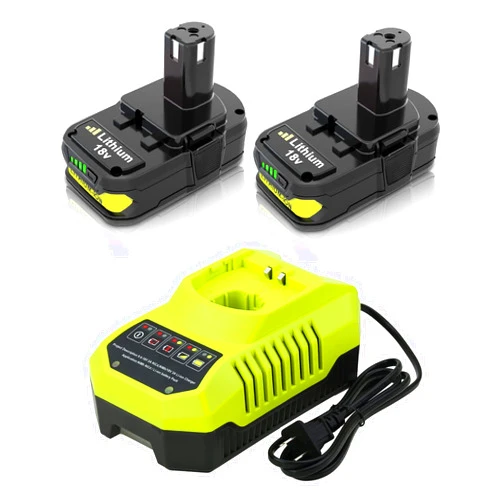 Ibanti P102 Replacement Battery and Charger for Ryobi 18V Battery P102 P103 P104 P105 P107 P108 P109 P122 Cordless Power Tools Compatible with Ryobi 18V Charger 2Packs 18V 3000mAh